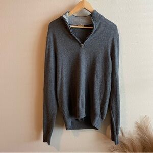 Faherty Sweater Mens M Grey Jackson Quarter Zip Long Sleeve Pullover